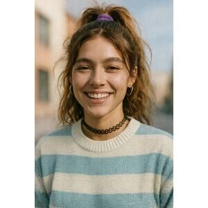 Vintage It's All Gould Bouclé Knit Sweater USA 80s Striped Crewneck